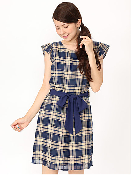 チェック柄ワンピース