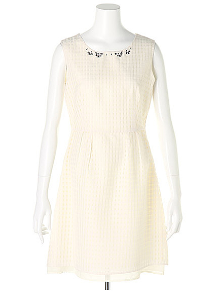 シアーチェックビジューワンピ