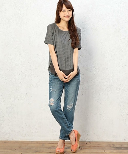 LEE（リー）スリムテーパード クラッシュデニムパンツ