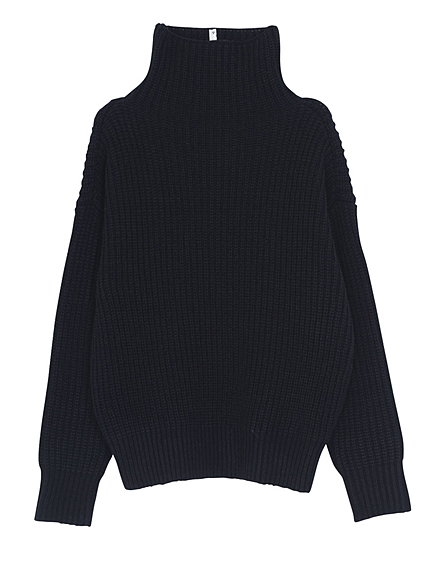 リブボトルネックニット