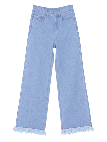 フリンジデニムワイドパンツ