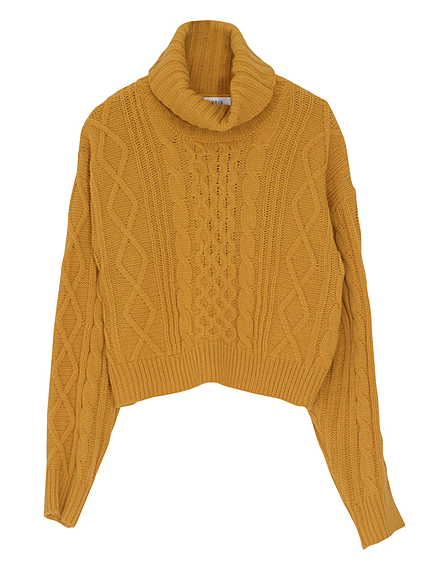 ケーブルタートルニットプルオーバー