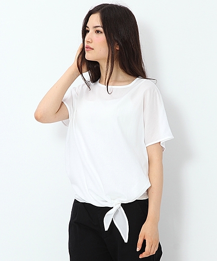 布帛カット裾縛りプルオーバー