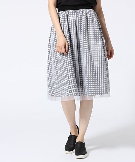 チュールレースミドルガラスカート