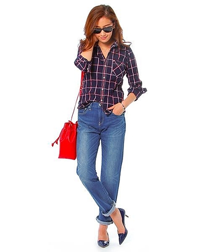 ルーズストレートデニムパンツ