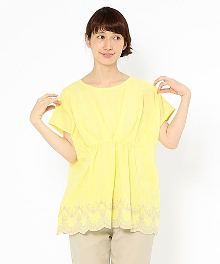 【8/7(金)再値下げ】コットンリネン×刺繍ブラウス