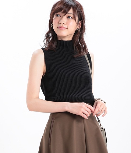 【GINGER9月号掲載】 コットン畦編みノースリーブプルオーバー