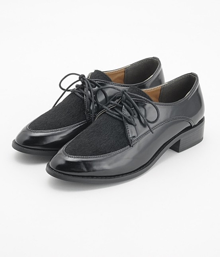 【先行予約】 レースアップコンビフラットシューズ