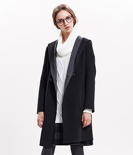 ダブルフェイスフードガウンコート