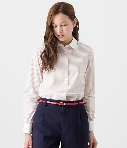 ストライプクレリックシャツ