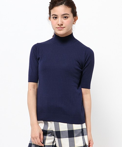 【洗える＆防縮加工！】スーパーファインシアーウール5分袖ニット