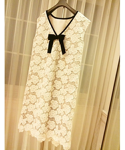 JPWG レース重ね 後ろリボン　ワンピース / フォーマル / オケージョン / 二次会 / パーティー / 結婚式