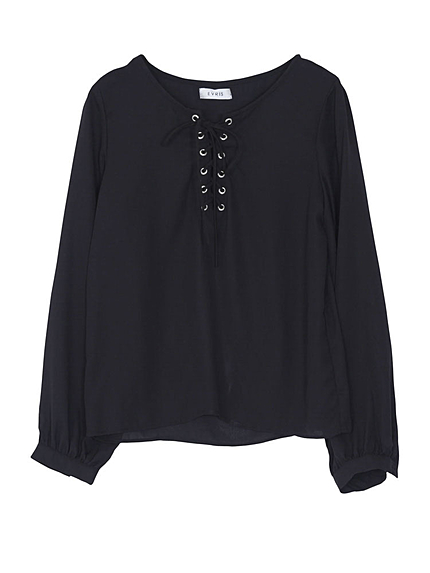 レースアップブラウス