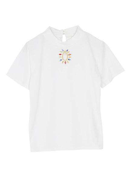 オープンフロントハイネックビジューTOPS