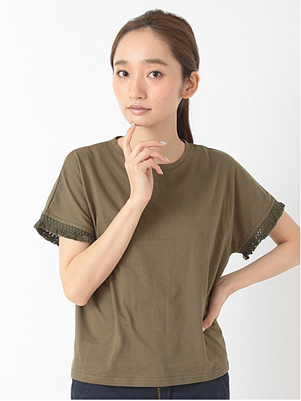 天竺フリンジ付 半袖TEE