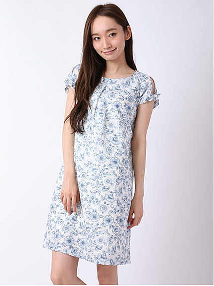 ローン単色花柄プリントワンピース 1101989-22-12-11