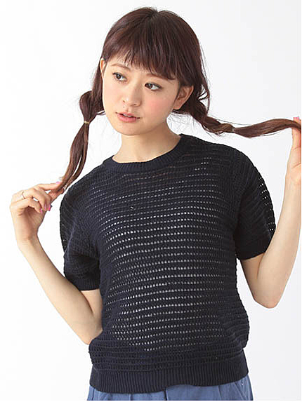 透かしニットプルオーバー 1602669-23-13-89