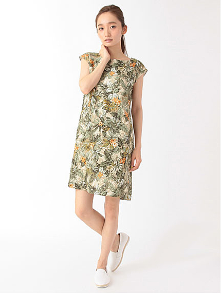 ブッチャーボタニカルプリントサックワンピース 1101962-22-12-11