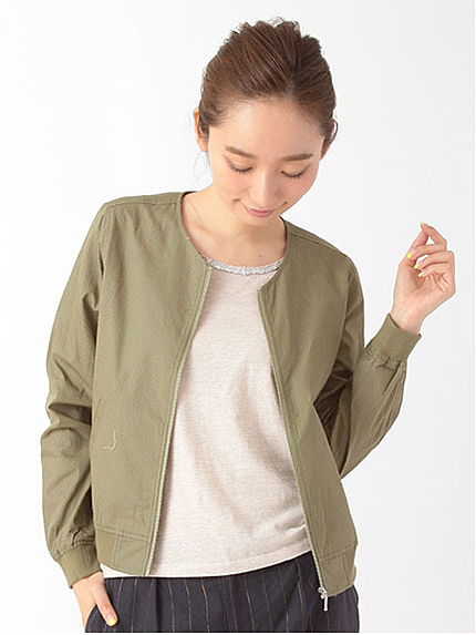 パンチングノーカラーブルゾン 1301084-22-12-11