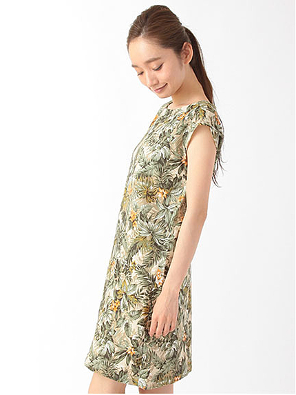 ブッチャーボタニカルプリントサックワンピース 1101962-22-12-11