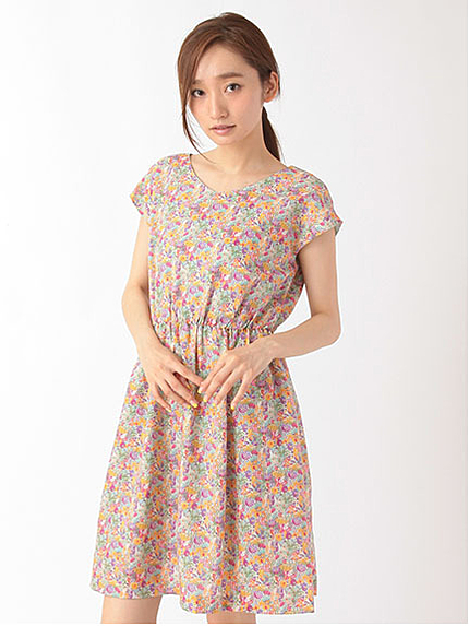 リバティシルフローン花柄ワンピース 1101789-22-12-11
