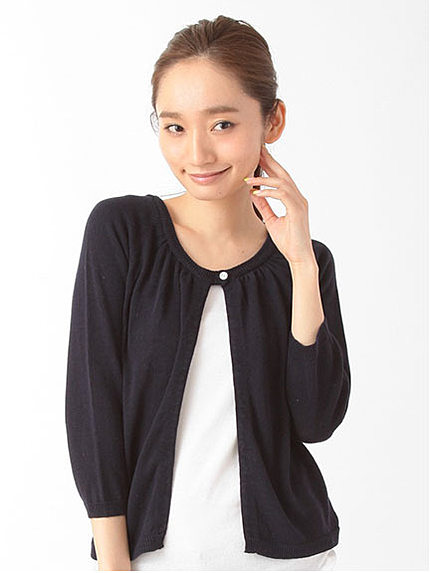 綿麻天竺一つ釦カーディガン 1602534-22-18-11