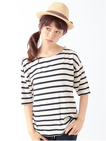 ボーダーポンチョTシャツ 1203004-22-11-12