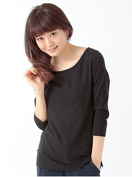 モイスチャー無地7分袖カットソー 1202957-22-11-12