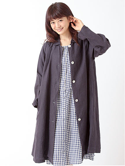 前開きリネンコート 1301078-22-11-12