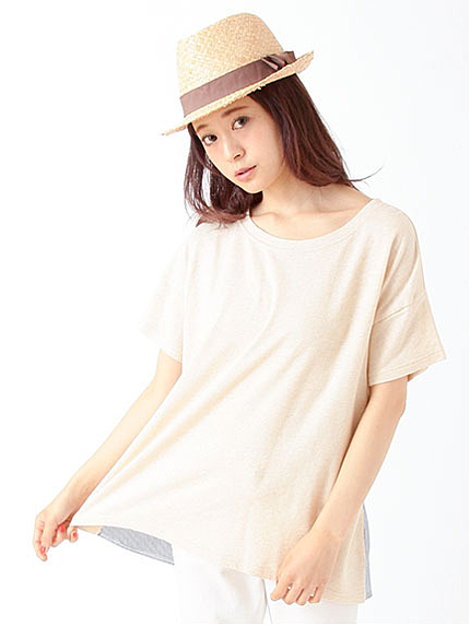 布帛切替プルオーバーカットソー 1203029-22-11-12