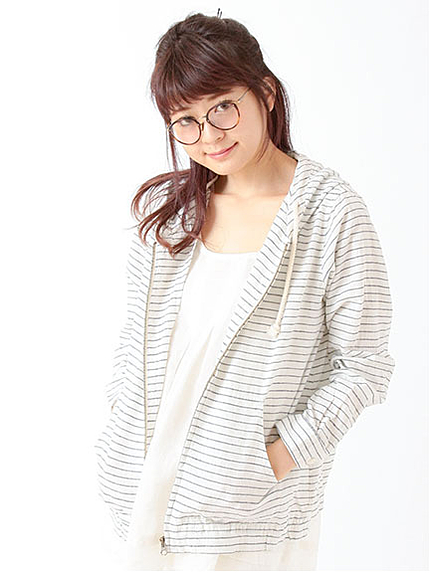 柄アソート綿麻フードジャケット 1301082-22-11-12