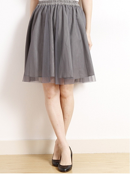 チュール膝丈スカート