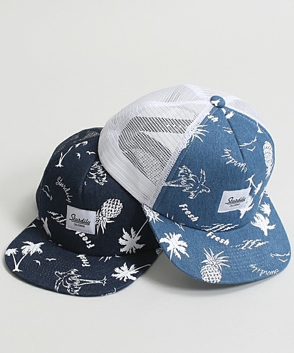 WEGO/トロピカルデニムメッシュキャップ