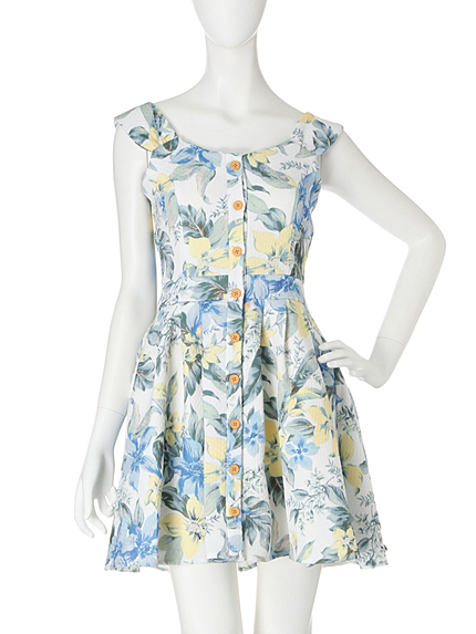 【dazzlin】フロントボタンフラワーワンピース