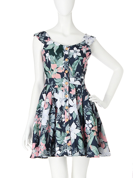 【dazzlin】フロントボタンフラワーワンピース