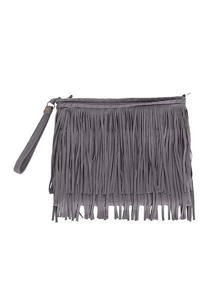 フェイクスウェードフリンジクラッチ