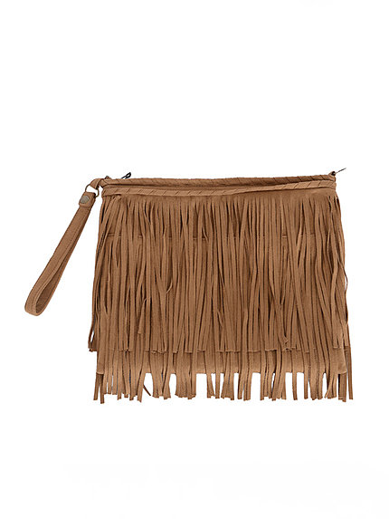 フェイクスウェードフリンジクラッチ