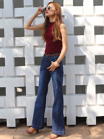 ハイネックノースリーブニットトップス