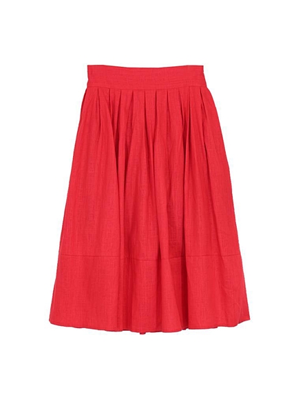 リネンプリーツミディ丈スカート