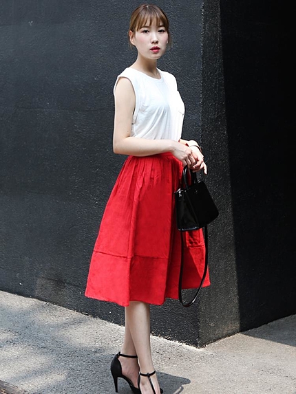 リネンプリーツミディ丈スカート