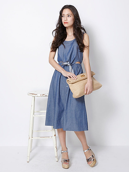 【DUO】 コットンロング前結びワンピース