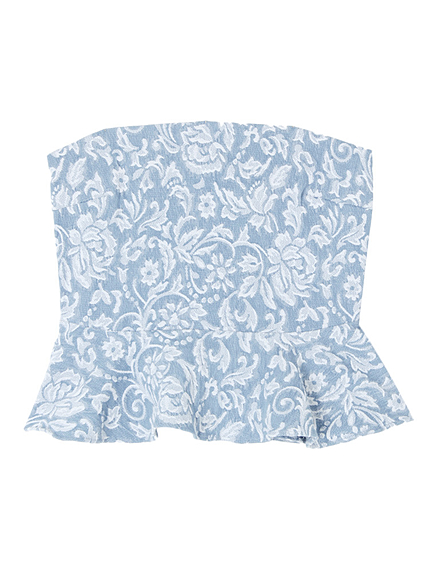 ジャガードデニムぺプラムベアトップス