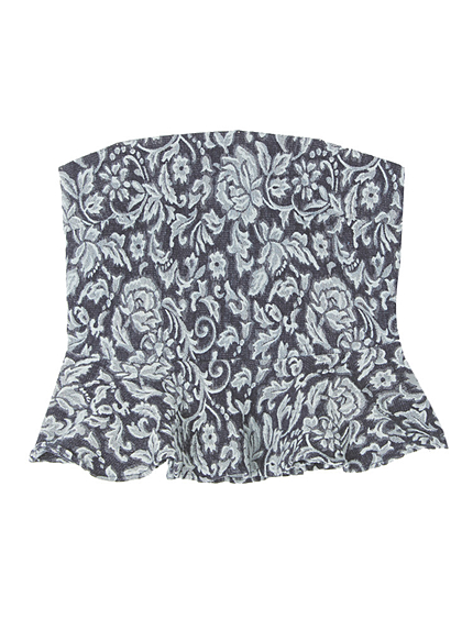 ジャガードデニムぺプラムベアトップス