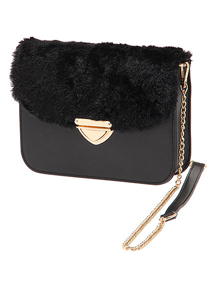 ファー付切り替えポシェット