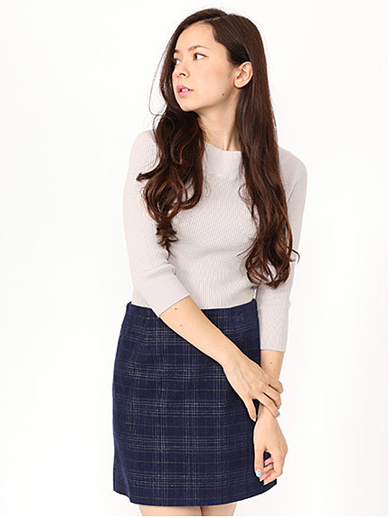 コールテンチェック台形スカート