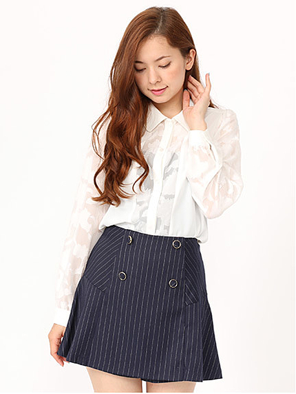 スカート風ストライプキュロット