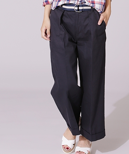 ベルト付ワイドチノパンツ