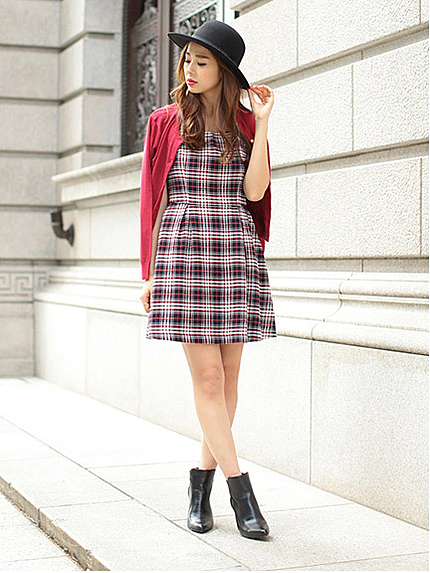 カラミチェックツィードワンピース