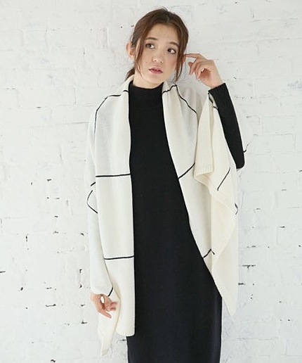 【WEB先行予約】グラフチェックニットストール