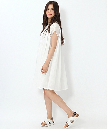 ラミーコットン スタンドギャザーワンピース